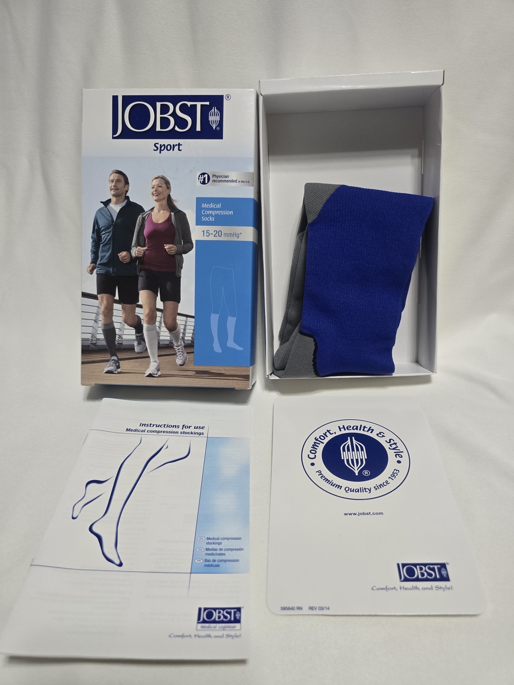 New Jobst Sport Men's Blue & Gray Medical Sport Compression Knee Socks Small